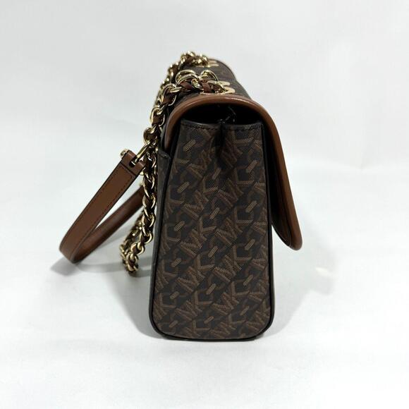 MICHAEL Michael Kors Brown Luggage Logo Parker Medium Convertible Chain Bag New - Picture 2 of 12